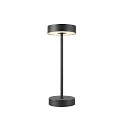 SLV battery table lamp VINOLINA 2-CCT 2-fold, cylindrical, CCT Switch, with touch dimmer, with charging station IP54, black dimmable
