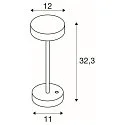 SLV battery table lamp VINOLINA 2-CCT 2-fold, cylindrical, CCT Switch, with touch dimmer, with charging station IP54, black dimmable
