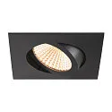 SLV Luminaria empotrable para techos NEW TRIA® 68 cuadrado IP20, negro regulable