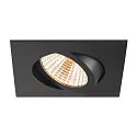 SLV Luminaria empotrable para techos NEW TRIA® UNIVERSAL cuadrado IP20, negro regulable