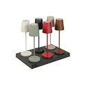 SLV battery table lamp VINOLINA TWO 3-CCT 3-fold, CCT Switch, with touch dimmer, conical, with charging station IP65, red dimmable