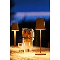 SLV battery table lamp VINOLINA TWO 3-CCT 3-fold, CCT Switch, with touch dimmer, conical, with charging station IP65, rust dimmable