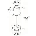 SLV battery table lamp VINOLINA TWO 3-CCT 3-fold, CCT Switch, with touch dimmer, conical, with charging station IP65