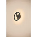 Luminaria de pared para exteriores Q-RING PHASE sin sensor, regulable IP65, negro regulable