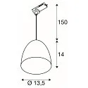 Luminaria colgante trifásica PARA CONE 14 GU10 IP20, negro regulable