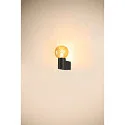 SLV Luminaria de pared VARYT redondo, sin pantalla E14 IP44, negro regulable