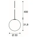 SLV Luminaria colgante SUN 30 con cable abierto, en forma de bala E27 IP20, regulable