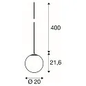 SLV Luminaria colgante SUN 20 con cable abierto, en forma de bala E27 IP20, regulable