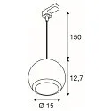SLV Luminaria colgante trifásica LIGHT EYE® 150 abajo, en forma de bala GU10 IP20, blanco mate regulable