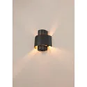 SLV Luminaria de pared para exteriores PHOTONI CYL cilíndrico, semicircular E27 IP65, negro mate regulable