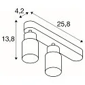 Luminaria de pared y techo PURI 2.0 - TUBE de 2 llamas, asimétrico GU10 IP20, dorado, negro regulable