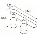 SLV Luminaria de pared y techo PURI 2.0 - DOME de 2 llamas, asimétrico GU10 IP20, negro regulable
