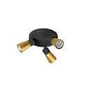 SLV Luminaria de pared y techo PURI 2.0 - DOME de 3 llamas, redondo GU10 IP20, dorado, negro regulable