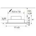 SLV Luminaria empotrable para techos NEW TRIA® 155 PHASE de 2 llamas, rígido, cuadrado IP20, negro regulable