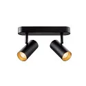 SLV wall and ceiling luminaire NOBLO® DOUBLE PHASE 2 flames, round IP20, black dimmable