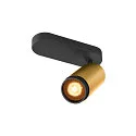 Luminaria de techo GRIP! L SPOT CL SINGLE cilíndrico GU10 IP20, dorado, negro, barnizado regulable