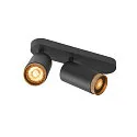 Luminaria de techo GRIP! L SPOT CL DOUBLE cilíndrico GU10 IP20, dorado, negro, barnizado regulable