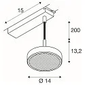 SLV 1-phase pendant luminaire GRIP! FLAT down, without shade, CCT Switch IP20, black, white dimmable