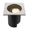 SLV floor recessed luminaire DASAR® L DALI swivelling, square, asymmetrical, dimmable IP65/IP67, stainless steel dimmable