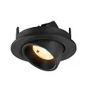 SLV Luminaria empotrable para techos NUMINOS® GIMBLE S redondo, apto para puestos de trabajo VDU IP20, negro, barnizado regulable