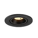 SLV Luminaria empotrable para techos NUMINOS® GIMBLE S redondo, apto para puestos de trabajo VDU IP20, negro, barnizado regulable