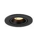 SLV Luminaria empotrable para techos NUMINOS® GIMBLE S redondo, apto para puestos de trabajo VDU IP20, negro, barnizado regulable