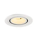 SLV Luminaria empotrable para techos NUMINOS® GIMBLE S redondo, apto para puestos de trabajo VDU IP20, blanco, barnizado regulable
