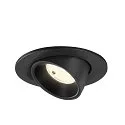 SLV Luminaria empotrable para techos NUMINOS® GIMBLE S redondo, apto para puestos de trabajo VDU IP20, negro, barnizado regulable