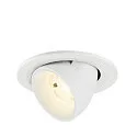 Luminaria empotrable para techos NUMINOS® GIMBLE S redondo, apto para puestos de trabajo VDU IP20, blanco, barnizado regulable