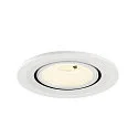 SLV Luminaria empotrable para techos NUMINOS® GIMBLE S redondo, apto para puestos de trabajo VDU IP20, blanco, barnizado regulable