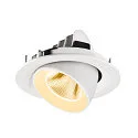 SLV Luminaria empotrable para techos NUMINOS® GIMBLE M apto para puestos de trabajo VDU IP20, blanco, barnizado regulable
