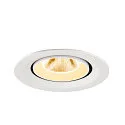 SLV Luminaria empotrable para techos NUMINOS® GIMBLE M apto para puestos de trabajo VDU IP20, blanco, barnizado regulable