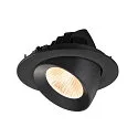SLV ceiling recessed luminaire NUMINOS® GIMBLE L round, suitable for VDU workstation IP20, black, lacquered dimmable