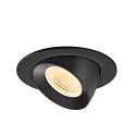 SLV Luminaria empotrable para techos NUMINOS® GIMBLE L redondo, apto para puestos de trabajo VDU IP20, negro, barnizado regulable