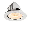 SLV Luminaria empotrable para techos NUMINOS® GIMBLE L redondo, apto para puestos de trabajo VDU IP20, blanco, barnizado regulable