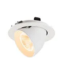 SLV Luminaria empotrable para techos NUMINOS® GIMBLE L redondo, apto para puestos de trabajo VDU IP20, blanco, barnizado regulable
