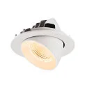 SLV Luminaria empotrable para techos NUMINOS® GIMBLE L redondo, apto para puestos de trabajo VDU IP20, blanco, barnizado regulable