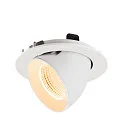 SLV Luminaria empotrable para techos NUMINOS® GIMBLE L redondo, apto para puestos de trabajo VDU IP20, blanco, barnizado regulable