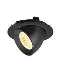 SLV Luminaria empotrable para techos NUMINOS® GIMBLE L redondo, apto para puestos de trabajo VDU IP20, negro, barnizado regulable