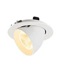 SLV Luminaria empotrable para techos NUMINOS® GIMBLE L redondo, apto para puestos de trabajo VDU IP20, blanco, barnizado regulable