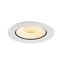 SLV Luminaria empotrable para techos NUMINOS® GIMBLE L redondo, apto para puestos de trabajo VDU IP20, blanco, barnizado regulable