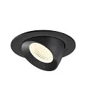 SLV Luminaria empotrable para techos NUMINOS® GIMBLE L redondo, apto para puestos de trabajo VDU IP20, negro, barnizado regulable