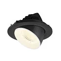 SLV Luminaria empotrable para techos NUMINOS® GIMBLE L redondo, apto para puestos de trabajo VDU IP20, negro, blanco