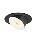 SLV Luminaria empotrable para techos NUMINOS® GIMBLE L redondo, apto para puestos de trabajo VDU IP20, negro, blanco