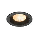 Luminaria empotrable para techos NUMINOS® L redondo, apto para puestos de trabajo VDU IP20, negro, barnizado regulable