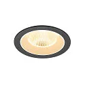 Luminaria empotrable para techos NUMINOS® L redondo, apto para puestos de trabajo VDU IP20, negro, blanco, barnizado regulable