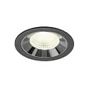 Luminaria empotrable para techos NUMINOS® L apto para puestos de trabajo VDU IP20, cromo, negro regulable