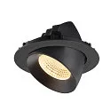 SLV Luminaria empotrable para techos NUMINOS® GIMBLE XL apto para puestos de trabajo VDU IP20, negro, barnizado regulable