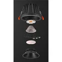 SLV Luminaria empotrable para techos NUMINOS® XL redondo, apto para puestos de trabajo VDU IP20, negro, barnizado regulable