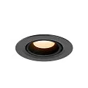 SLV ceiling recessed luminaire NUMINOS® GIMBLE XS round, suitable for VDU workstation IP20, black, lacquered dimmable